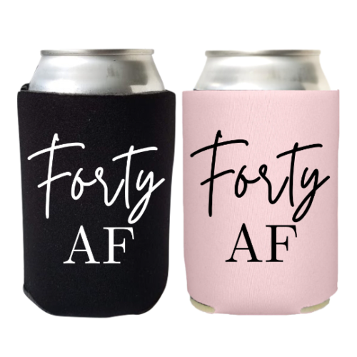 Forty AF - Personalized Birthday Can Coolers, 40th Birthday Coolie, Custom Gift - Picture 8 of 15
