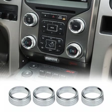 For Ford F150 13-14 Air Condition & Audio Switch Knob Ring Decor Cover Trim 4pcs
