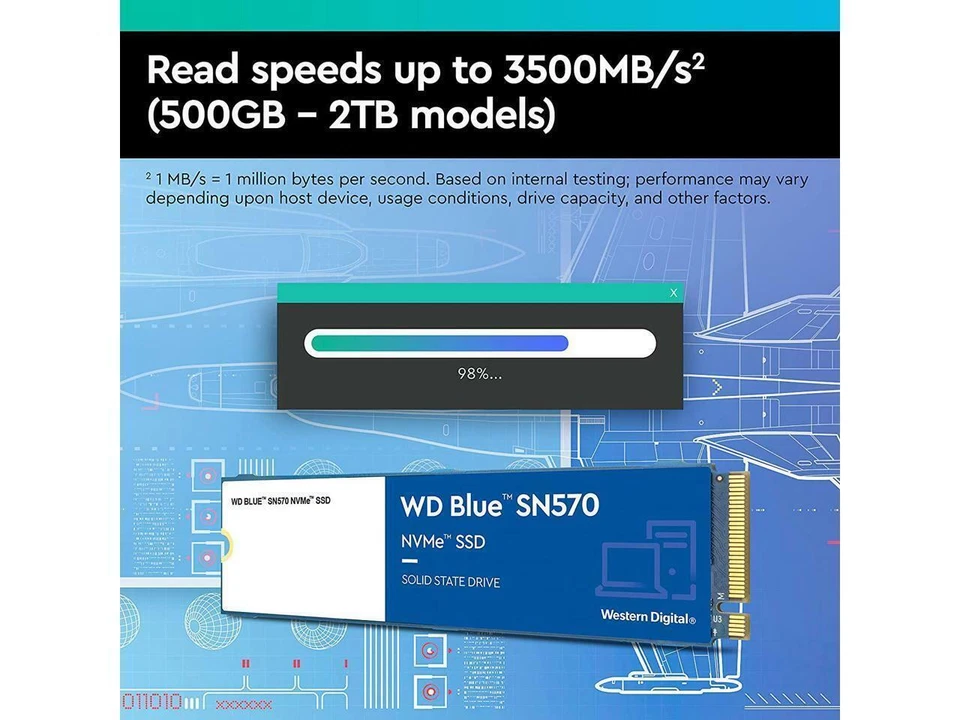 NEW!!! WDS100T3B0C WD BLUE SN570 NVME SSD 1 TB INTERNAL PCIe M.2 2280 3500 MB/S - Image 4 of 4