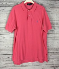 Polo by Ralph Lauren Men  s Pink Short Sleeve Pony Logo Cotton Polo Shirt Size L