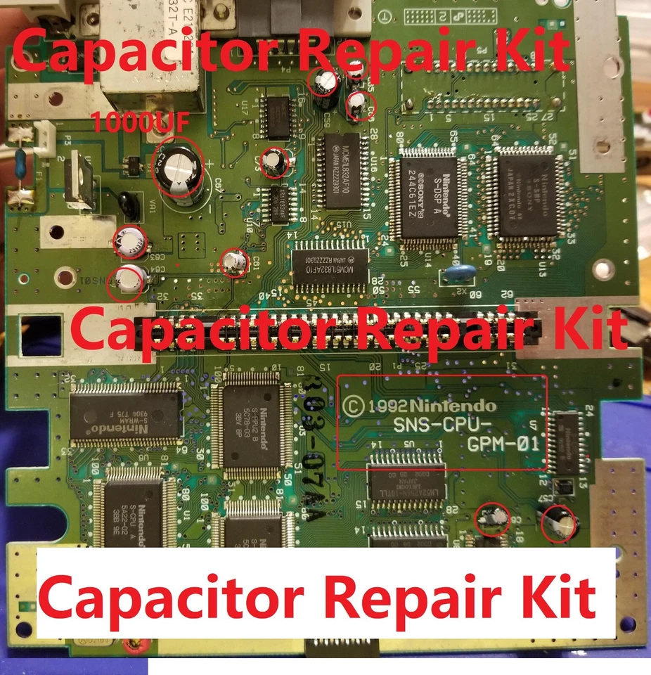 Super Nintendo Capacitors Repair Kit / SNS-CPU-GPM-01 and SNS-CPU-GPM-02 - Image 4 of 4