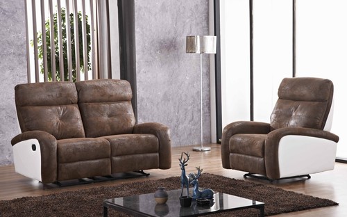 2+1 Kombination Mikrofaser, verstellbares Fernsehsofa Sessel Set, 5130-2+1-VF03 - Bild 4 von 10