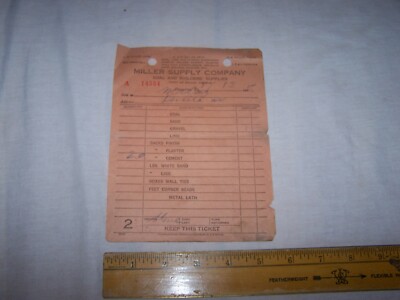 1925 MILLER SUPPLY COMPANY Receipt DUQUESNE PENNSYLVANIA Coal Building Supplies