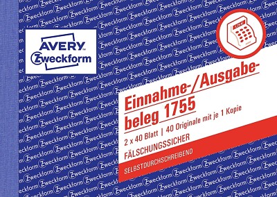 AVERY Zweckform 1755 Einnahme-/Ausgabebeleg A6 quer, selbstdurchschreibend
