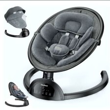 BabyBond Bluetooth Baby Swing   5 Speeds, Music, Remote, Portable, Black   New