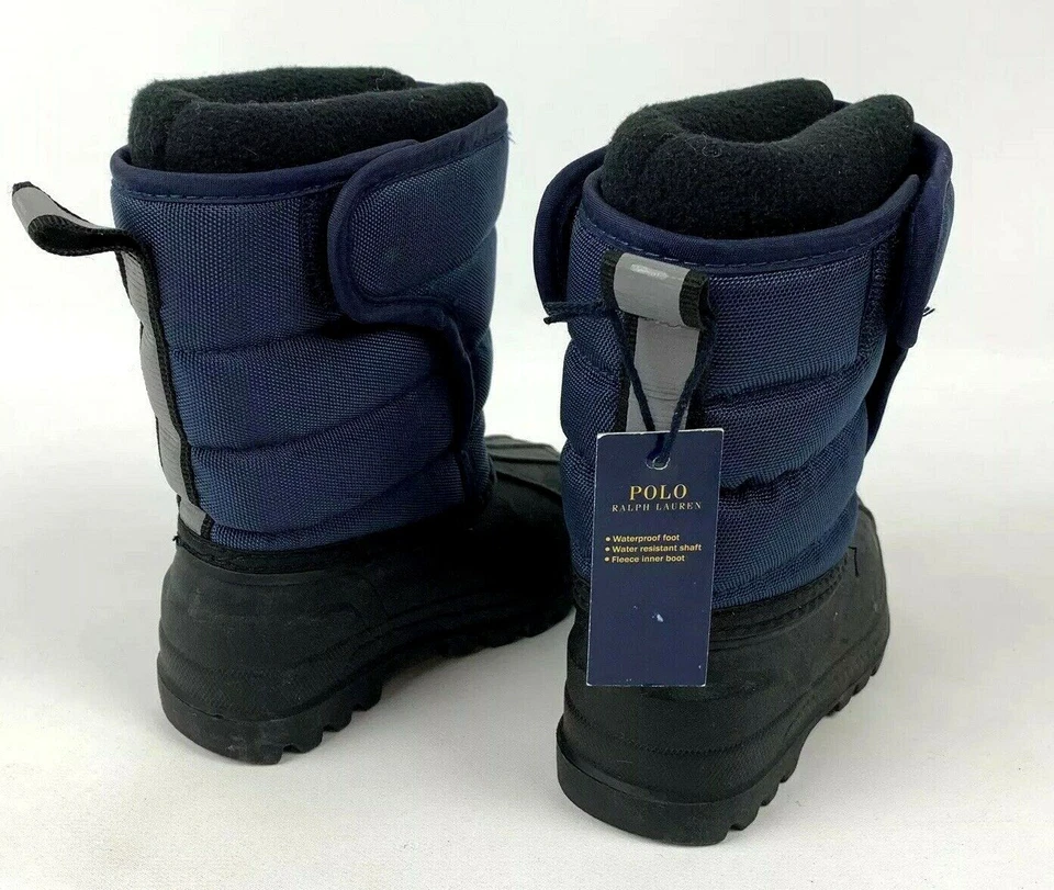 Polo Ralph Lauren Niños Pequeños 5 Botas Azul Marino Nieve Hinchada Impermeable Cálido Nuevo Foto 3 de 4