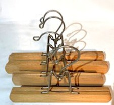 LOT 4 VINTAGE WOOD CLOTHES PANTS HANGERS MADE IN YUGOSLAVIA