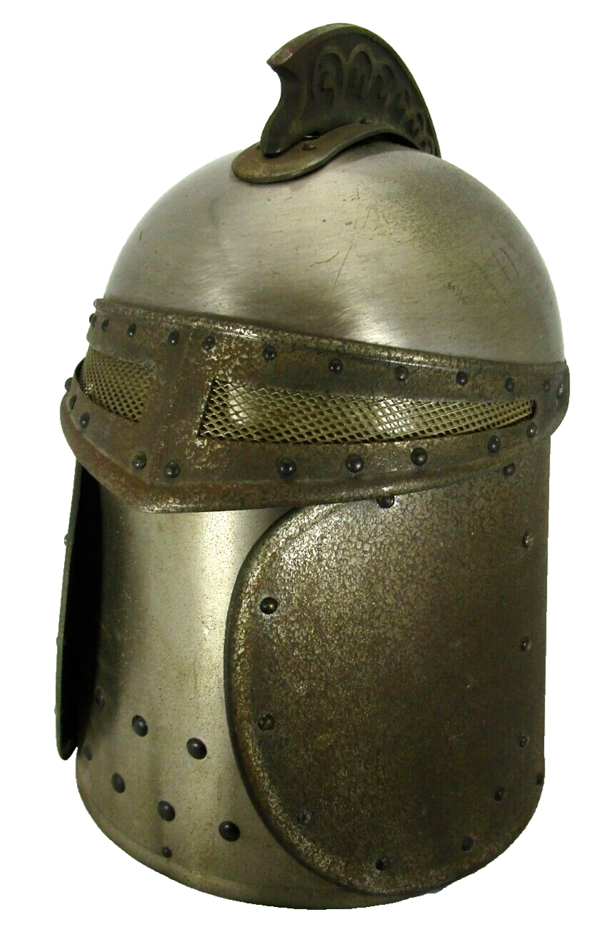 Pewter Crusader Knight Helmet Shot Glass Holder with Templar Design  -image