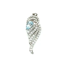 Sterling Silver, White Sapphire & 1.20ctw Aquamarine Free Form Pendant! 10