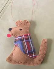 SALE Handmade Gingerbread Dog felt holiday ornament