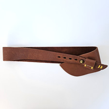 49 Square Miles Brown Leather Adjustable Hip Belt With Yellow Stitch Detail