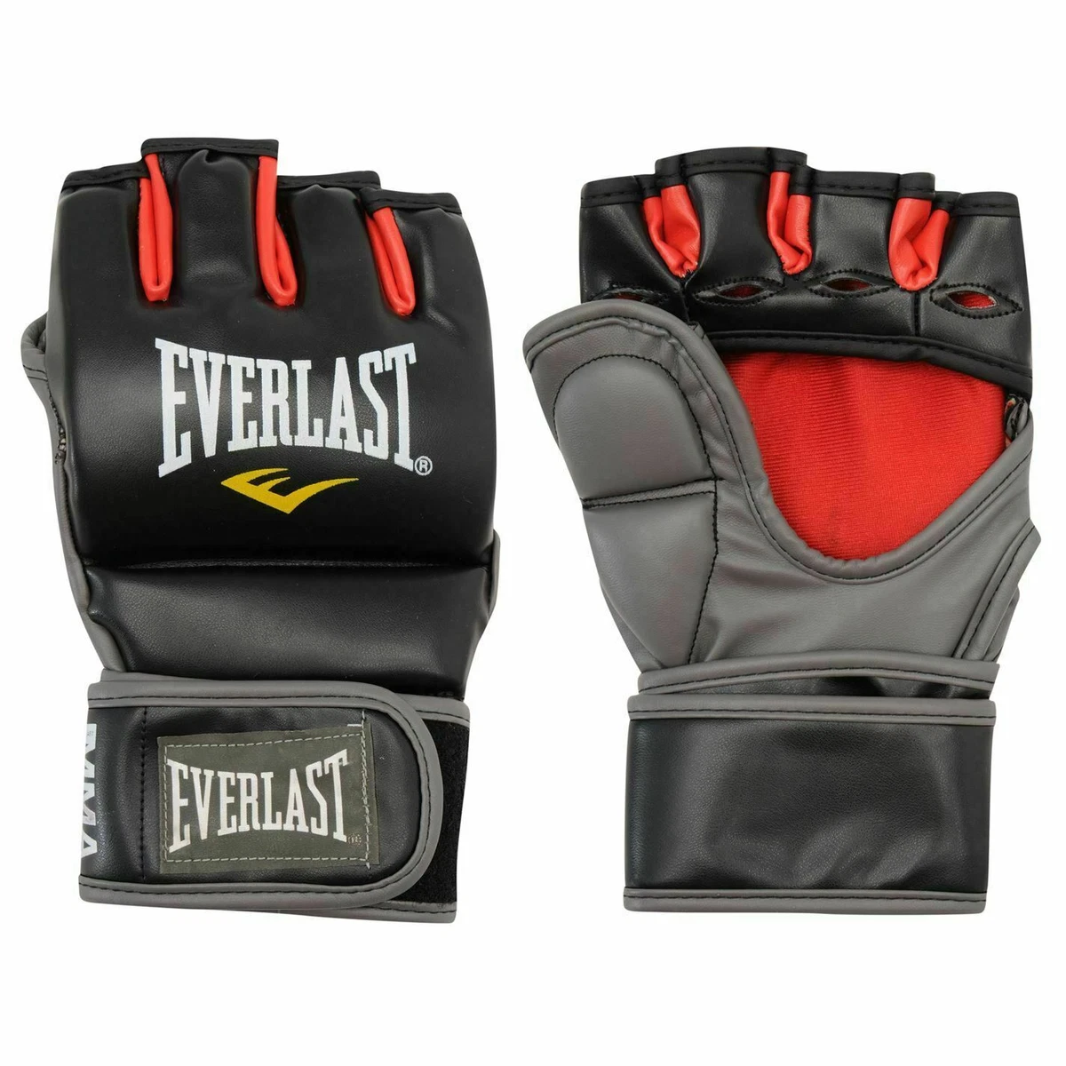 EVERLAST FINGERLESS GRAPPLING MMA GLOVES BLACK RED VARIOUS