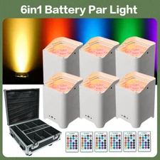6Pack 6 x 18W  LED Uplight Par LIght Battery Powered Charge Flight Case RGBAW UV