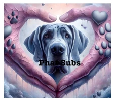 20oz Sublimation Tumbler Wrap Great Dane Heart Hands Ready To Press Transfer