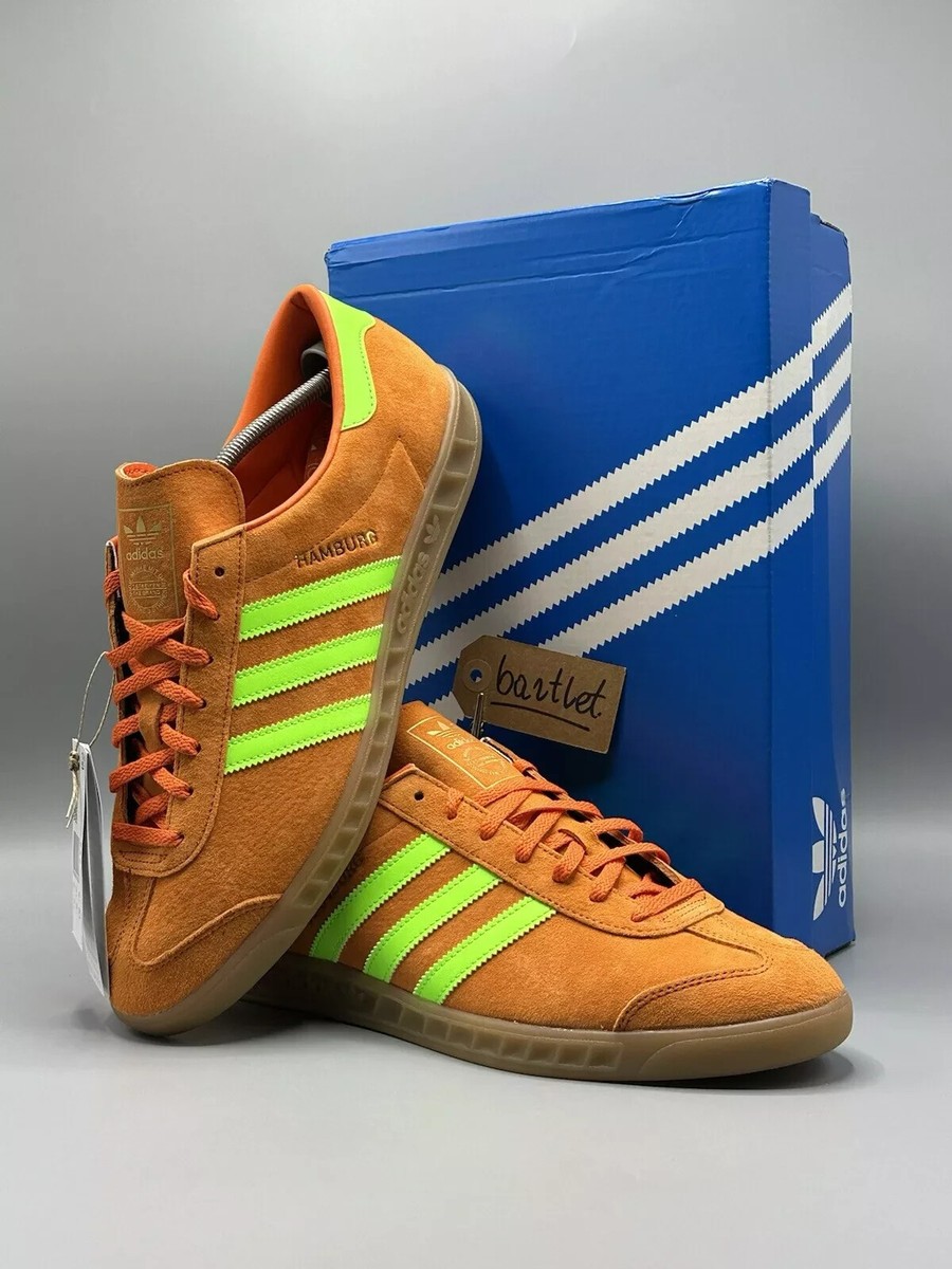 ✓ Authentic Adidas Originals Hamburg W Shoes Orange Solar Green