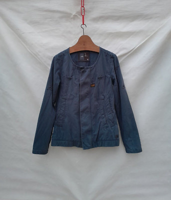 G-Star RAW Denim Shirt Jacket Women's Medium Petrol Blue Collarless 5 Pockets