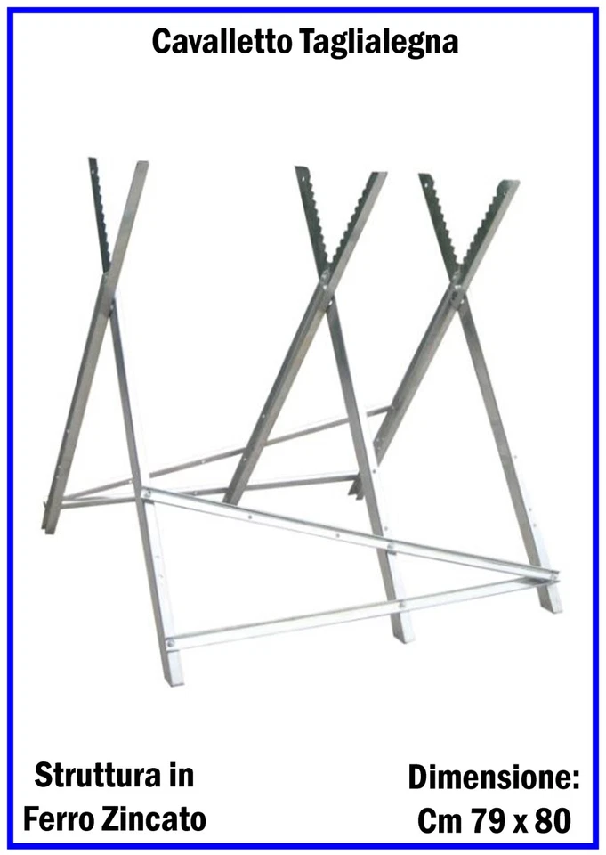 Cavalletto Taglialegna Richiudibile Supporto per Taglio Legna in Ferro Zincato - Immagine 3 di 3