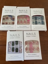 Lot Of 5 Square Tip Do It Yourself Nails - Press On Instant Nails