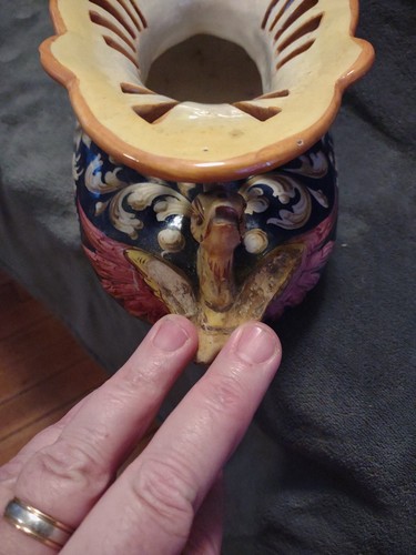 Egisto Fantechi Majolica Centerpiece Hand Painted Bowl Renaissance Revival Italy - Picture 9 of 13