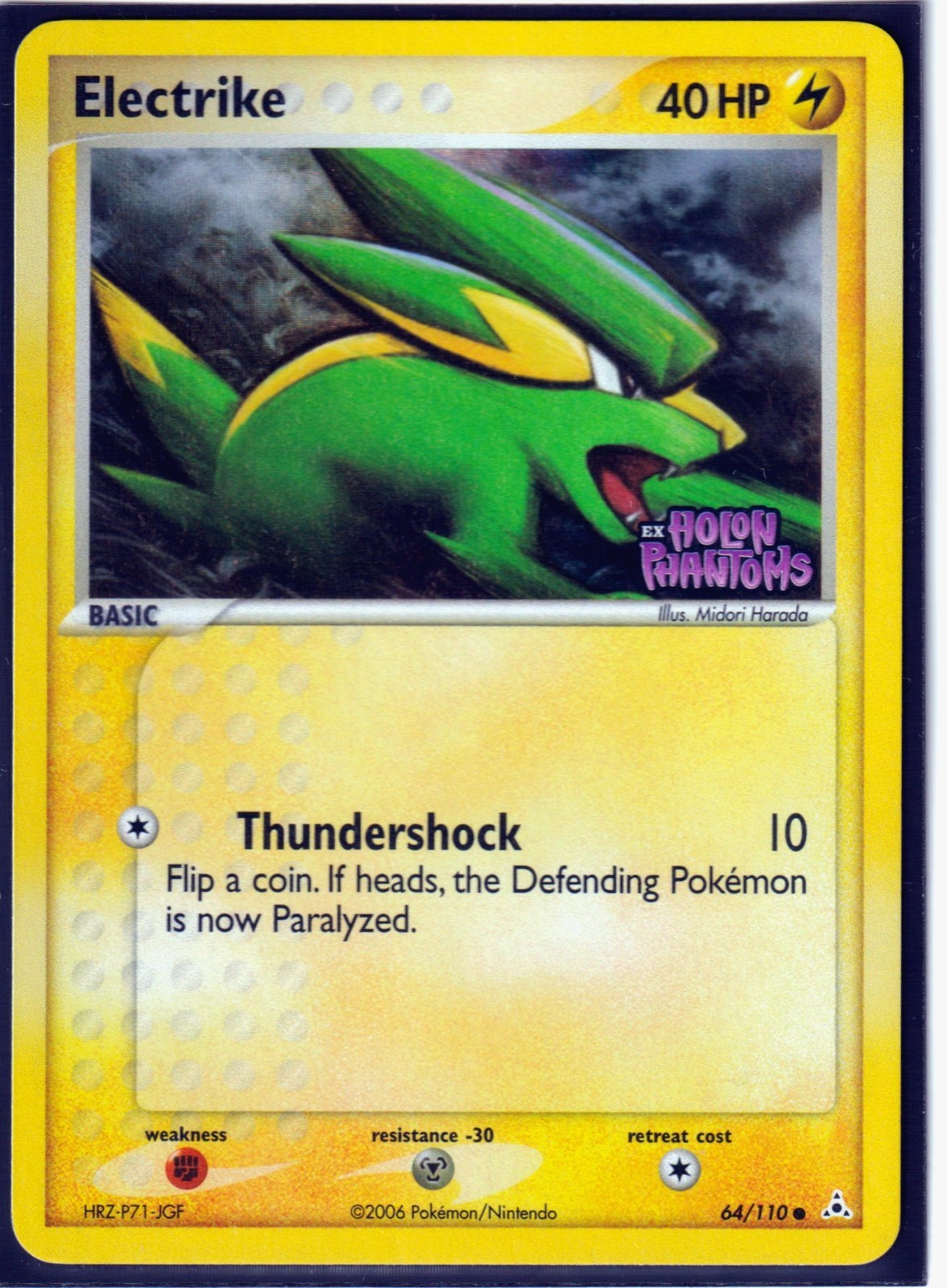 2006 POKEMON ELECTRIKE 64/110 EX HOLON PHANTOMS -REVERSE HOLO- STAMPED NM/M