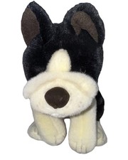 Russ Berrie Frazier Puppy Dog Plush Black White 15  Weighted Floppy Stuffed Toy