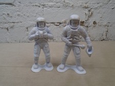 2 ASTRONAUT Louis Marx Vintage 1970's 6 Inch White Plastic Toy Figure USA