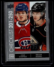 2021-22 Upper Deck #250 Young Guns Checklist (Cole Caufield / Trevor Zegras)