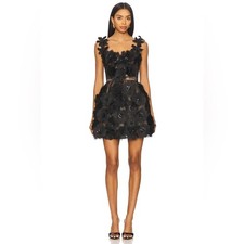 NWOT BRONX AND BANCO ROSALIE SHORT BLACK FLORAL DRESS, formal mini dress, XS