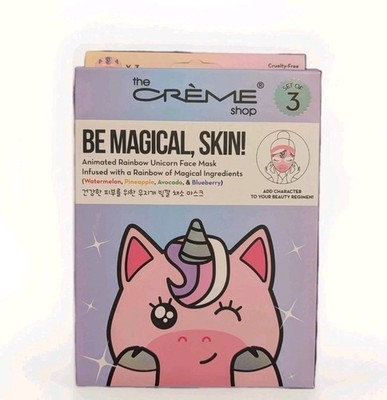 the Crème shop BE MAGICAL SKIN! Unicorn Hydrating Face Sheet Mask 3 Pack 25g