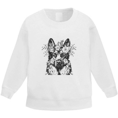 'German Shepherd with Floral Crown Portrait' Kid's Sweatshirt (KW052926)