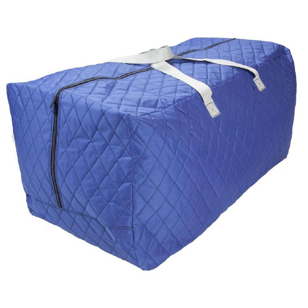 25-Gallon Blue Quilted Storage Bag for Organizing Clothes and Linens