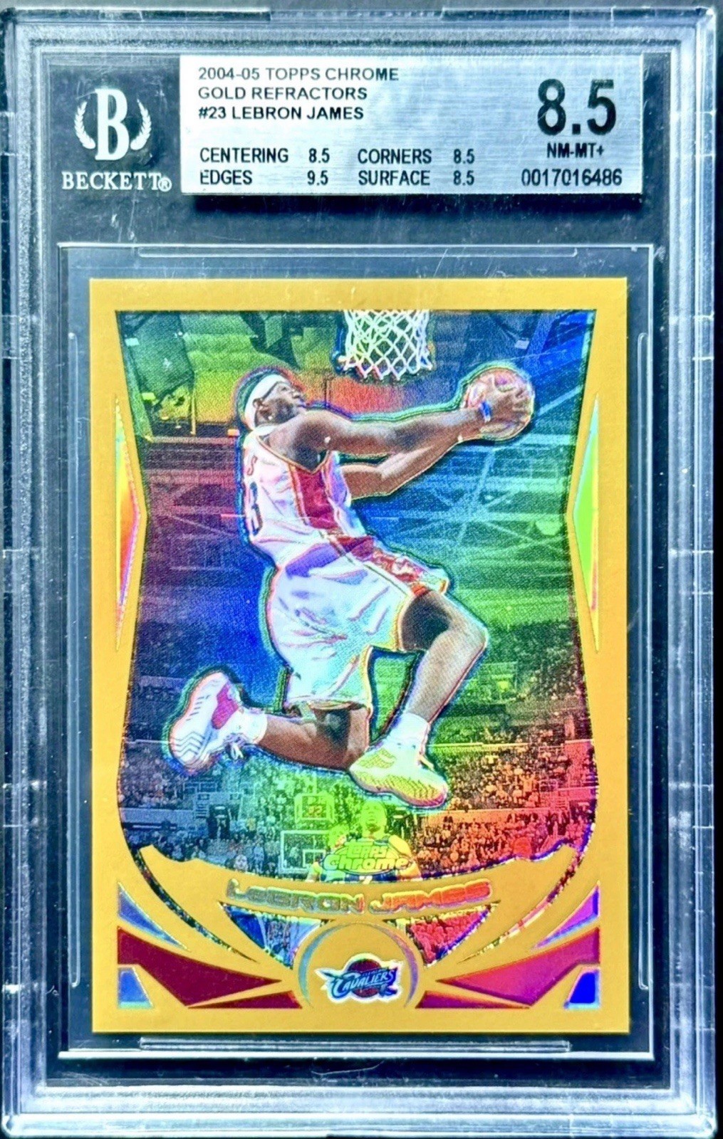2004-05 TOPPS CHROME LEBRON JAMES GOLD REFRACTOR /99 BGS 8.5 CAVALIERS AL2