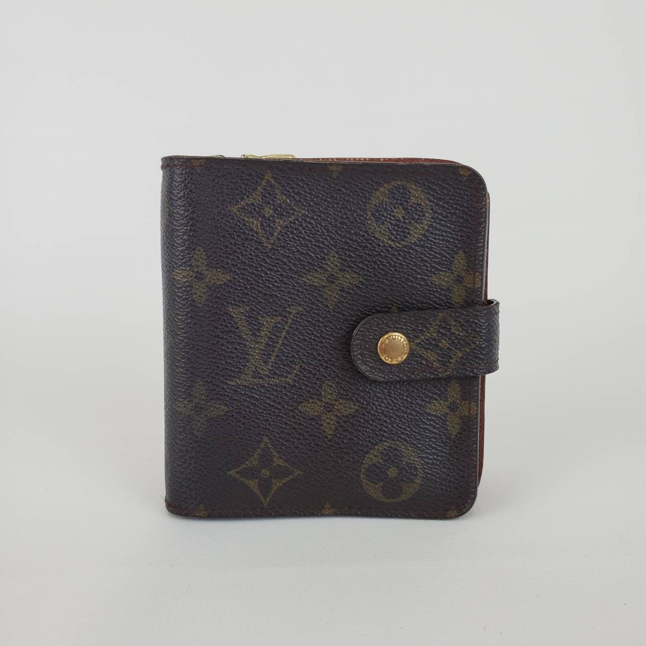 LOUIS VUITTON Monogram Compact Zippy Bifold Wallet Brown Monogram canvas Women