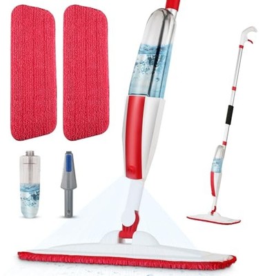 RED - PANDA GRIP MOPS FOR FLOOR CLEANING WET SPRAY MOP WITH 14 OZ REFILLABLE