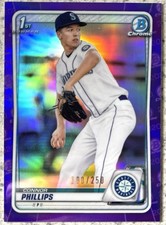 2020 Bowman Draft Chrome Connor Phillips Purple Refractor RC 290/250 BD-71 Reds