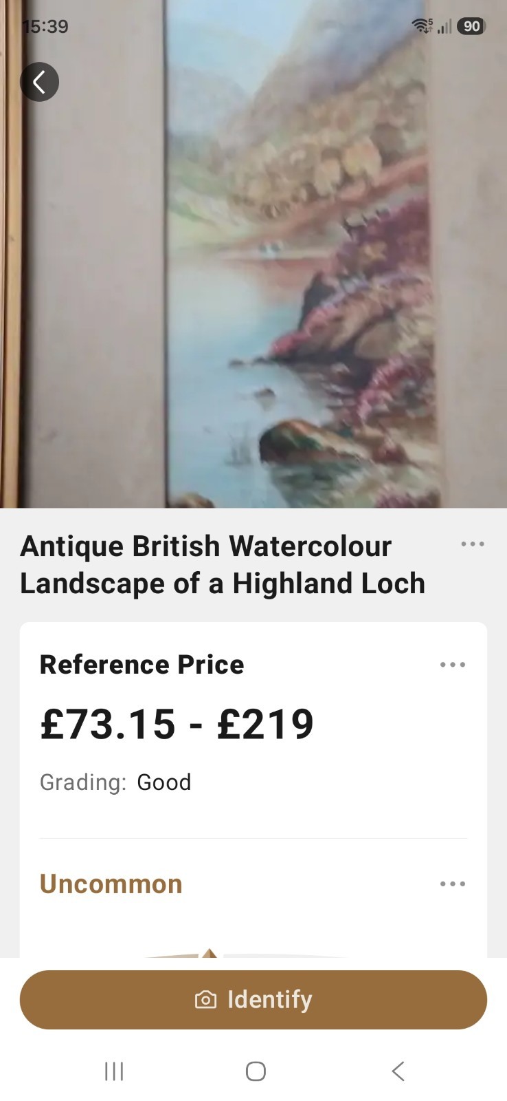 Mountain Lake Landscape - E Jennings - Antique Watercolour Painting 19th Century