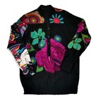 Desigual Black Rainbow Women's Long Sleeve Half Button Geisha Blouse Top Size M