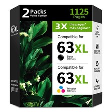Ink Cartridge Replacement for HP 63 XL Black/Color Combo 2 Pack