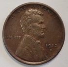 1912-S Lincoln Cent.  XF Nice Chocolate Brown Color. Semi Key