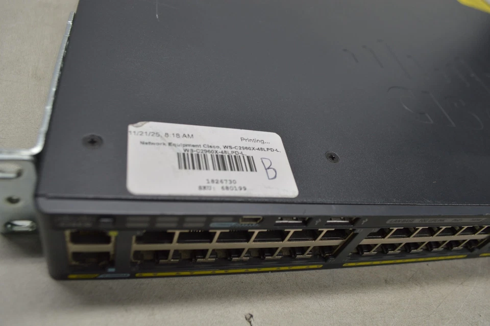 Cisco WS-C2960X-48LPD-L 48 Port Network Switch w/IOS File *No Power Cord* - Image 4 of 4