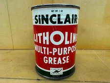 VINTAGE~ SINCLAIR LITHOLIN 1 LB MULTI-PURPOSE GREASE CAN W/ DINO! NICE SHAPE!