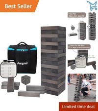 Giant Wooden Tumble Tower Game Set 54 Pieces with Dice Bag for Kids Adults