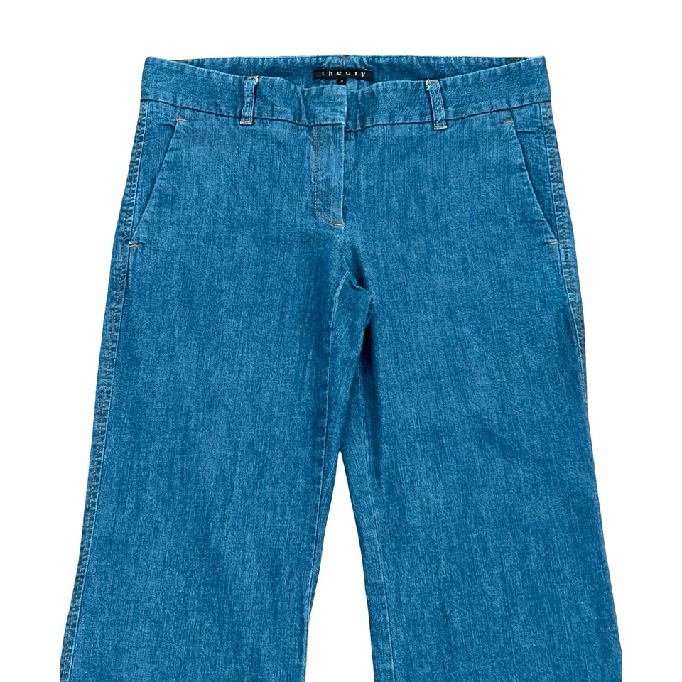 Theory Denim Flare Trouser Jeans Size 4 Designer Business Casual Going Out - Image 4 of 4