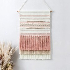Macrame Woven Wall Hanging Home Decor Bohemian Beige Geometric Wave Art Decor...