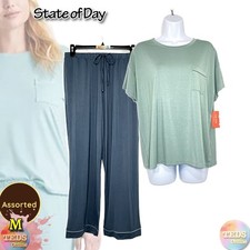 NWT State of Day Women's M 2-Pc. Fluid Knit Pajamas Set 100189787 Assorted