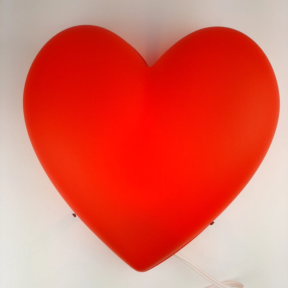 Vintage 1995 IKEA Smila Hjärta Red Heart-Shaped Wall Lamp NightlightCorded Boxed — 第 3/4 张图片