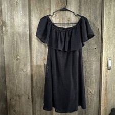 Apt. 9 women's S black all lace lined dress elastic boat neck ruffled neckline