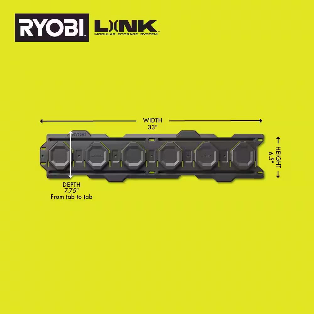 RYOBI Wall Rails LINK Storage System 2 Pack Garage Organizer Heavy Duty Track