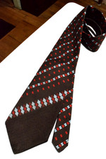 Neck Tie VTG 60s 70s Qiana Brown Nylon MCM Stripe Wide 52 x 4.25" Grunge Stress