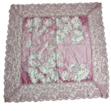 VTG Kawaii Pink Japanese Floral Lace Trim Cherry Blossom Handkerchief Fairycore